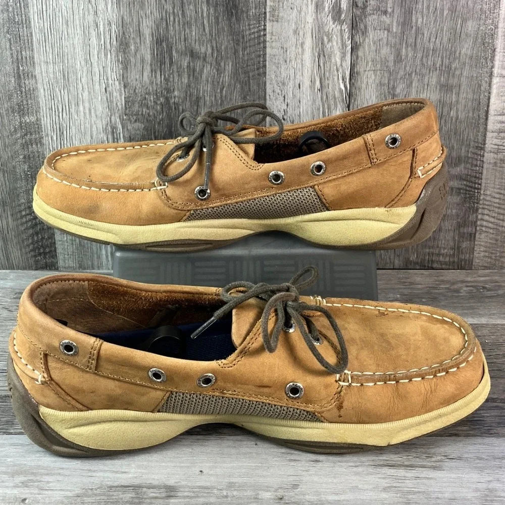 Sperry Top-Sider Billfish Tan Leather Mesh Boat Shoes Mens 9 STS21592 Loafers